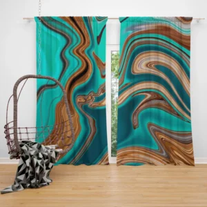 3d Liquid Abstract Design Curtain