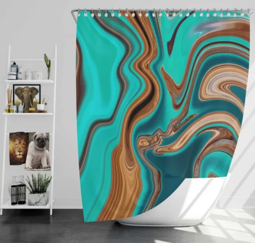 3d Liquid Abstract Design Shower Curtain