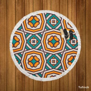 Abstract Batik Pattern Round Beach Towel