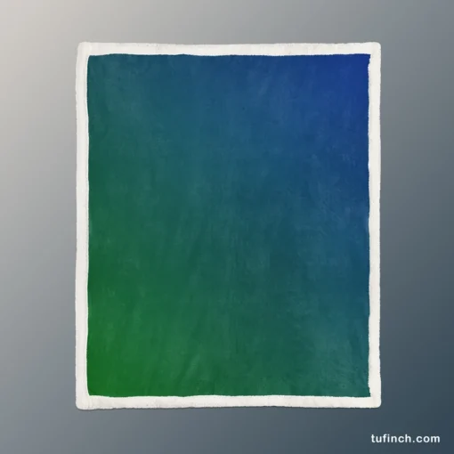 Abstract Blue Green Gradient Sherpa Fleece Blanket 1