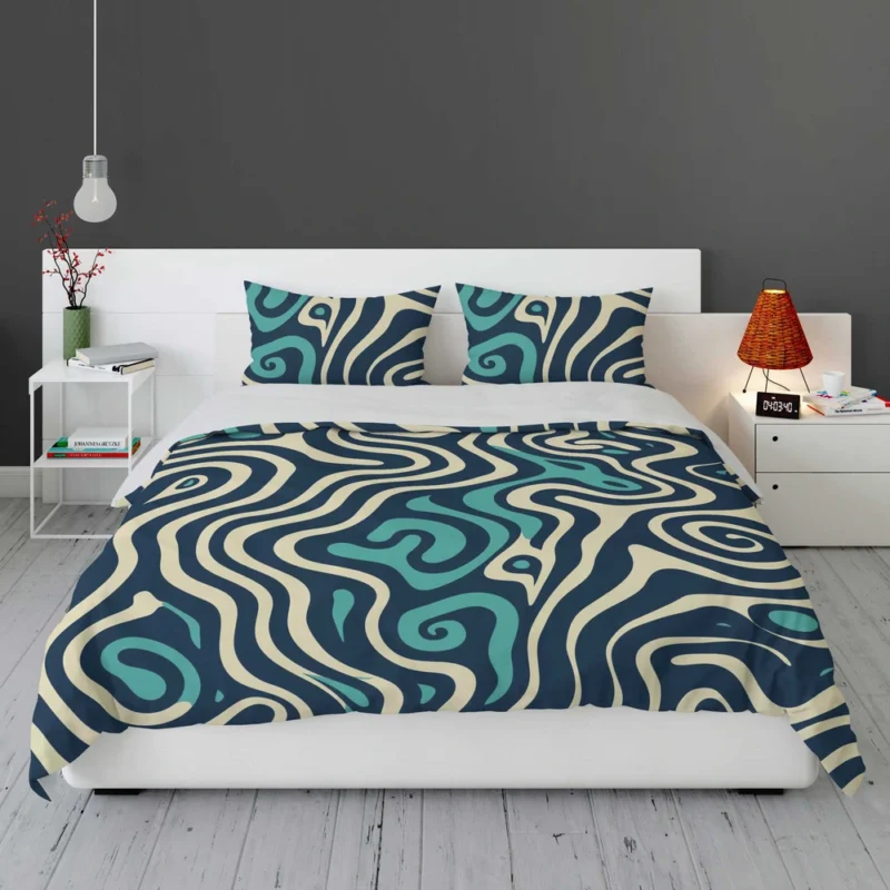 Abstract Blue Swirl Bedding Set 1