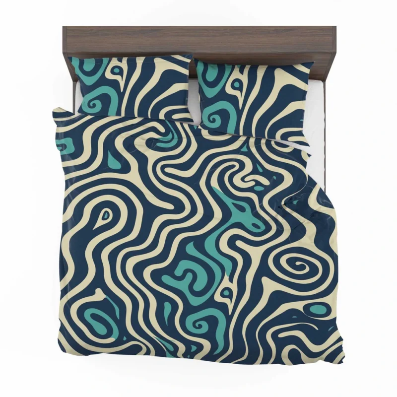 Abstract Blue Swirl Bedding Set 2