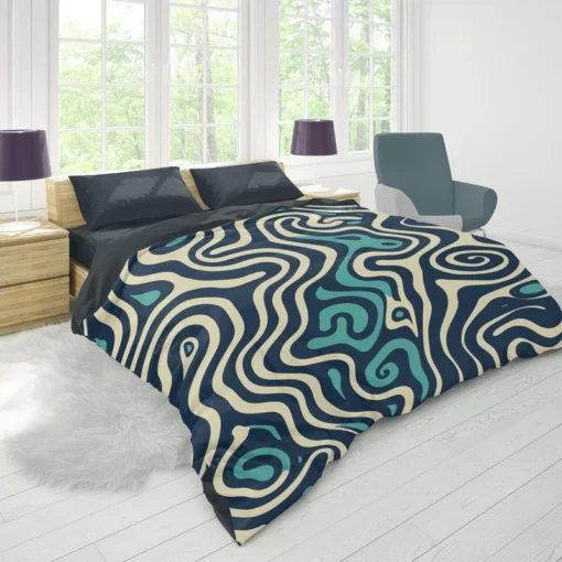 Abstract Blue Swirl Duvet Cover 1