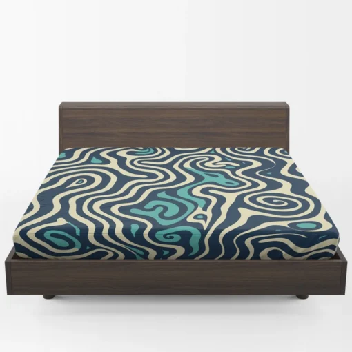 Abstract Blue Swirl Fitted Sheet 1