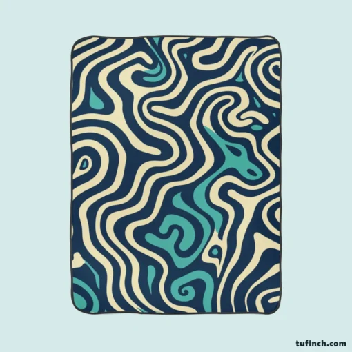 Abstract Blue Swirl Fleece Blanket 1