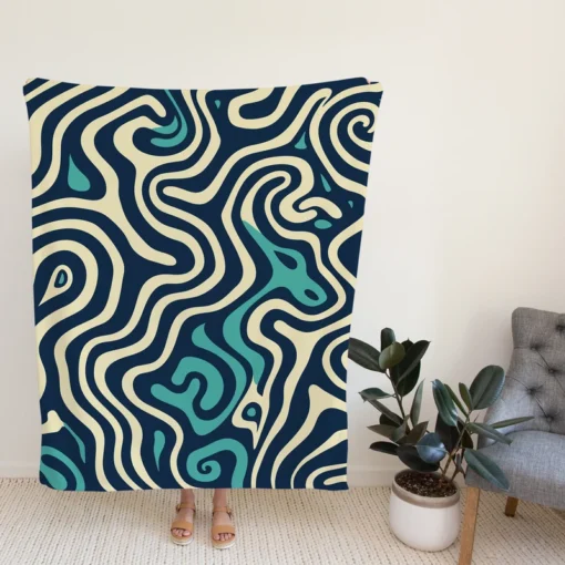 Abstract Blue Swirl Fleece Blanket