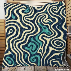 Abstract Blue Swirl Quilt Blanket