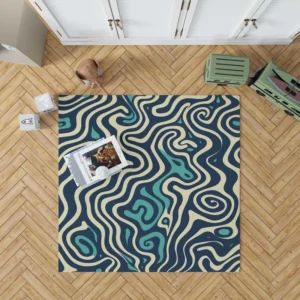 Abstract Blue Swirl Rug