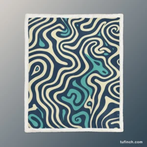 Abstract Blue Swirl Sherpa Fleece Blanket 1