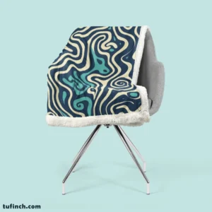 Abstract Blue Swirl Sherpa Fleece Blanket 2