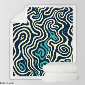 Abstract Blue Swirl Sherpa Fleece Blanket