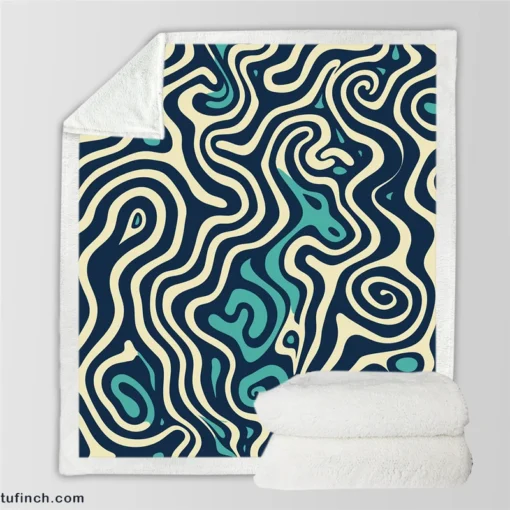 Abstract Blue Swirl Sherpa Fleece Blanket