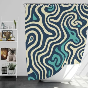 Abstract Blue Swirl Shower Curtain