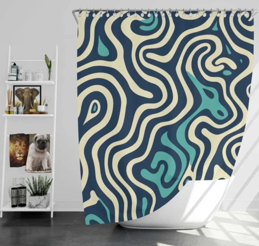 Abstract Blue Swirl Shower Curtain