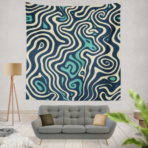 Abstract Blue Swirl Wall Tapestry