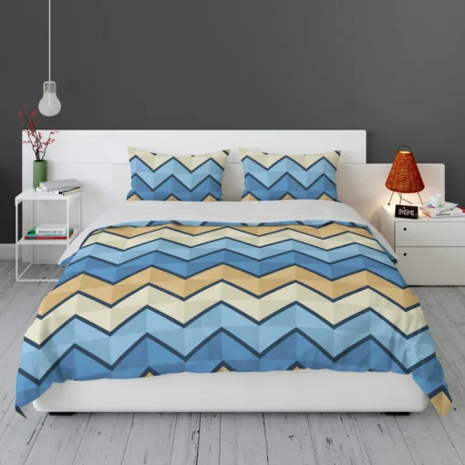 Abstract Blue Triangle Waves Bedding Set 1