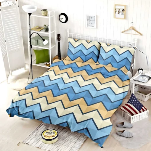 Abstract Blue Triangle Waves Bedding Set