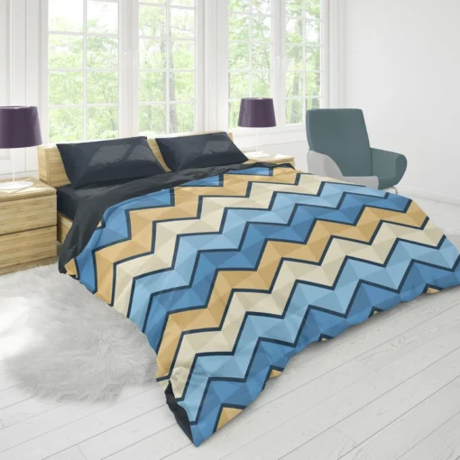 Abstract Blue Triangle Waves Duvet Cover 1