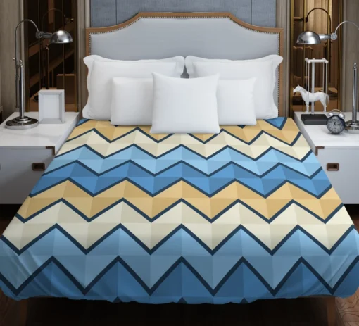 Abstract Blue Triangle Waves Duvet Cover