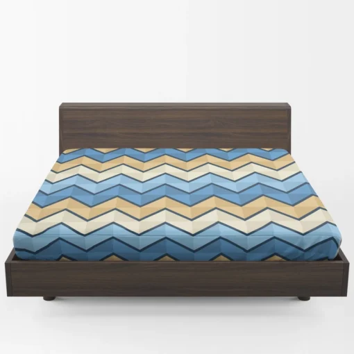 Abstract Blue Triangle Waves Fitted Sheet 1