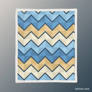 Abstract Blue Triangle Waves Sherpa Fleece Blanket 1