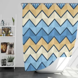 Abstract Blue Triangle Waves Shower Curtain