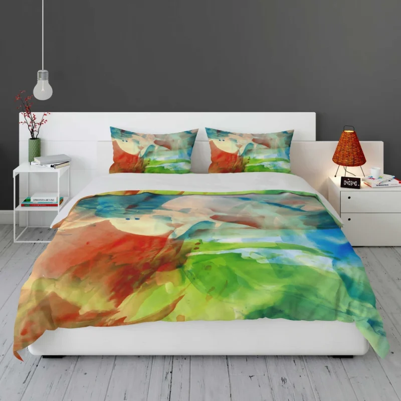 Abstract Colorful Watercolor Bedding Set 1