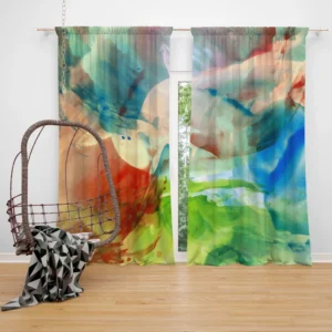 Abstract Colorful Watercolor Curtain