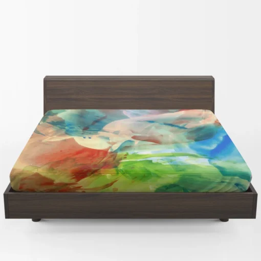 Abstract Colorful Watercolor Fitted Sheet 1