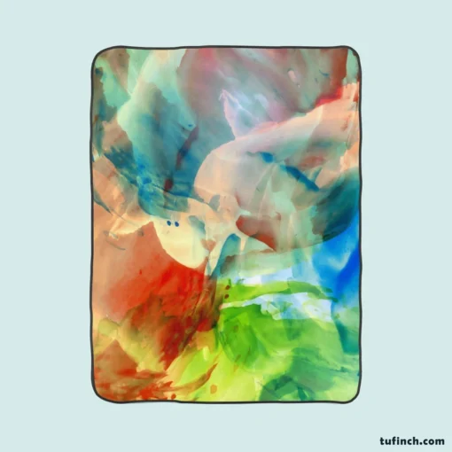 Abstract Colorful Watercolor Fleece Blanket 1