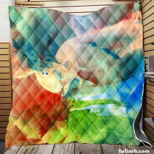 Abstract Colorful Watercolor Quilt Blanket