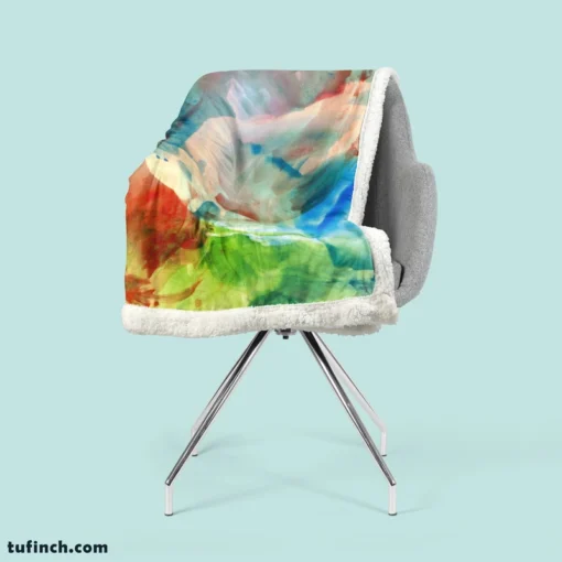 Abstract Colorful Watercolor Sherpa Fleece Blanket 2