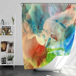 Abstract Colorful Watercolor Shower Curtain