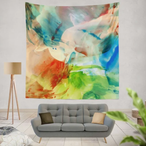 Abstract Colorful Watercolor Wall Tapestry