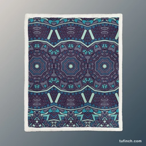 Abstract Ethnic Design Sherpa Fleece Blanket 1