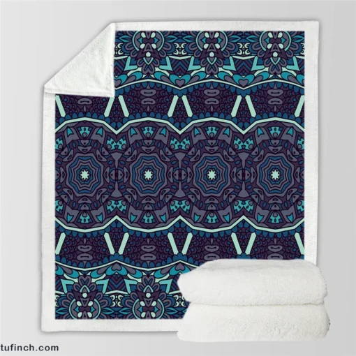 Abstract Ethnic Design Sherpa Fleece Blanket