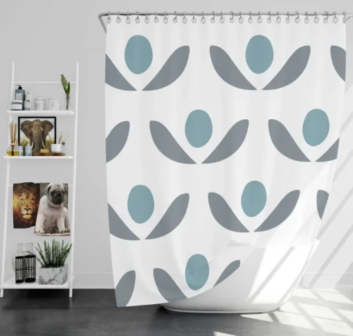 Abstract Flowers Minimal Pattern Shower Curtain