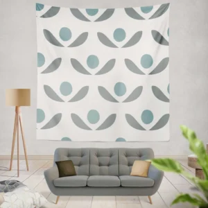 Abstract Flowers Minimal Pattern Wall Tapestry