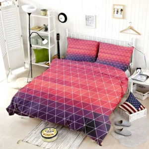 Abstract Geometric Colorful Triangle Pattern Bedding Set