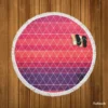 Abstract Geometric Colorful Triangle Pattern Round Beach Towel