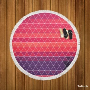 Abstract Geometric Colorful Triangle Pattern Round Beach Towel