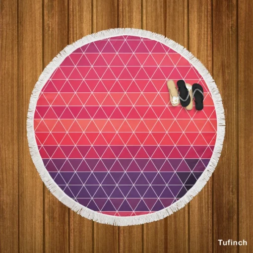 Abstract Geometric Colorful Triangle Pattern Round Beach Towel