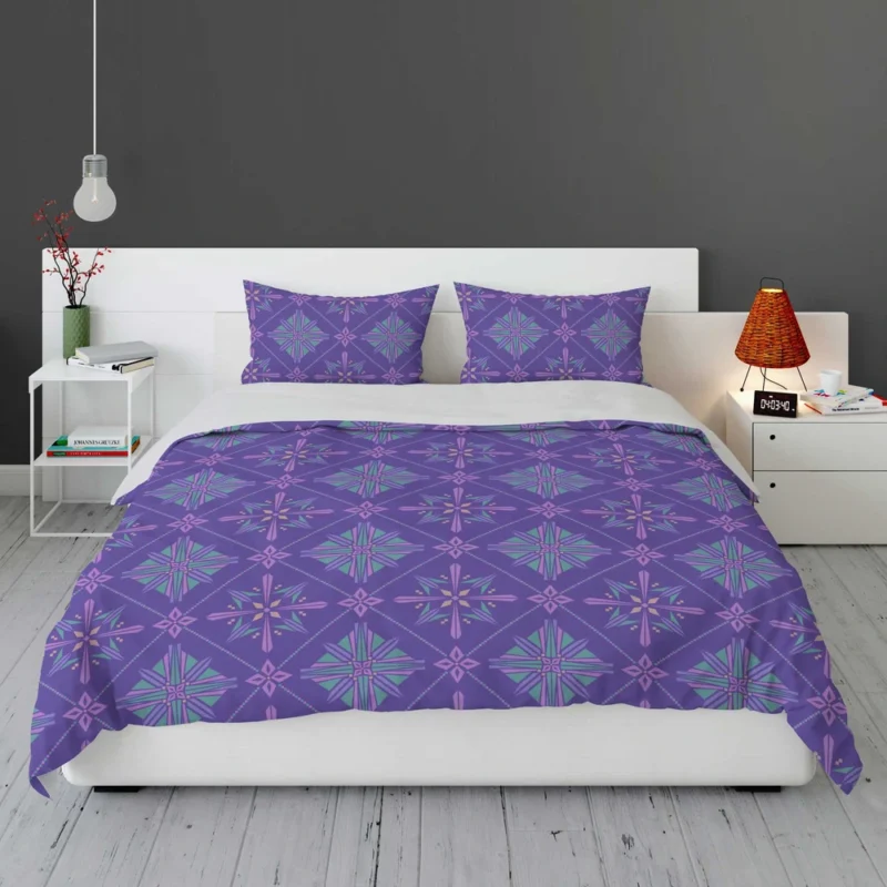 Abstract Geometric Pattern Violet Blue Bedding Set 1