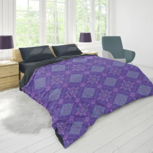 Abstract Geometric Pattern Violet Blue Duvet Cover 1