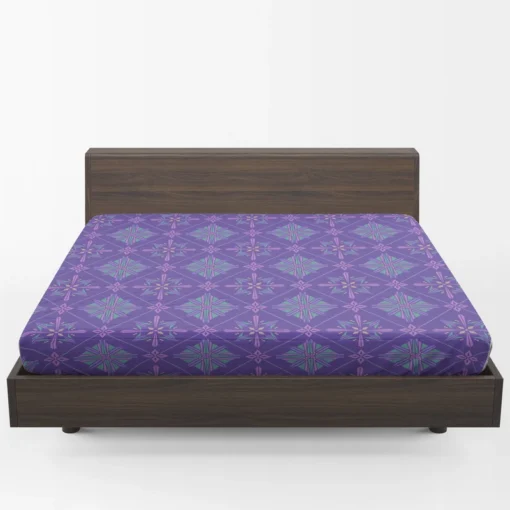 Abstract Geometric Pattern Violet Blue Fitted Sheet 1