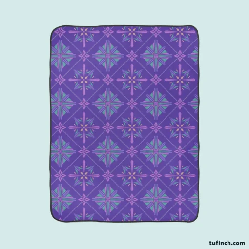 Abstract Geometric Pattern Violet Blue Fleece Blanket 1