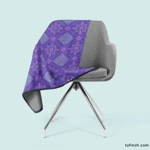 Abstract Geometric Pattern Violet Blue Fleece Blanket 2