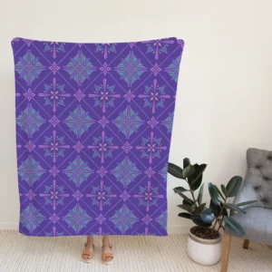 Abstract Geometric Pattern Violet Blue Fleece Blanket