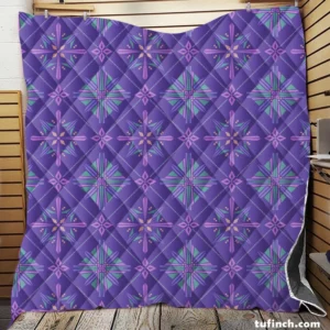 Abstract Geometric Pattern Violet Blue Quilt Blanket