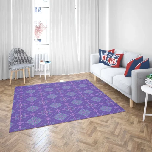 Abstract Geometric Pattern Violet Blue Rug 2